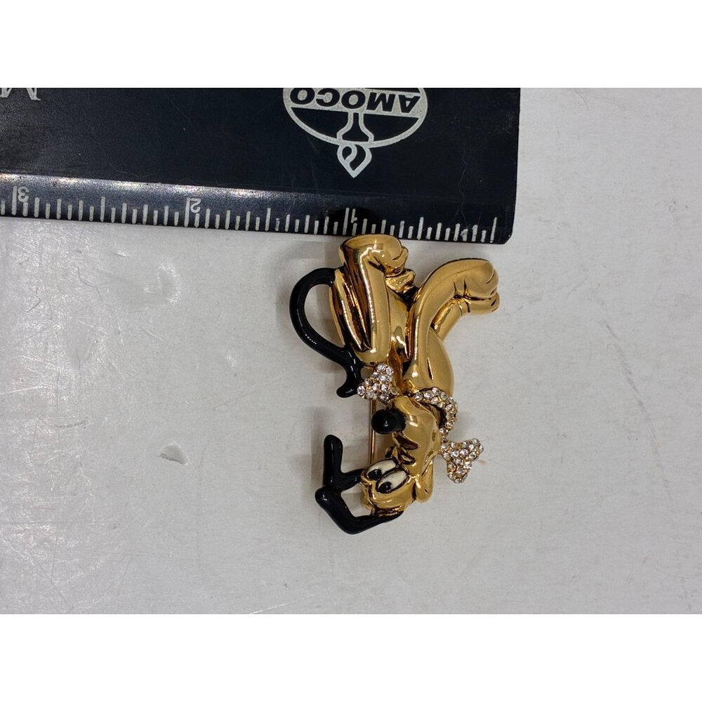 Disney Mickey & Co Gold Pluto Dog Rhinestone Brooch Pin - Picture 4 of 5